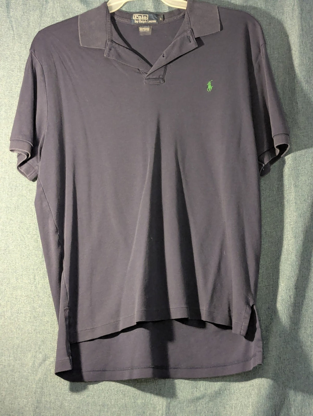 Vintage 90s Polo Ralph Lauren Shirt Men's L Navy Blue Green Pony Logo