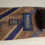 J.Z. Richards Silk Tie Edwards Michigan Brown Blue Stripe Frayed As Is Vest Tie