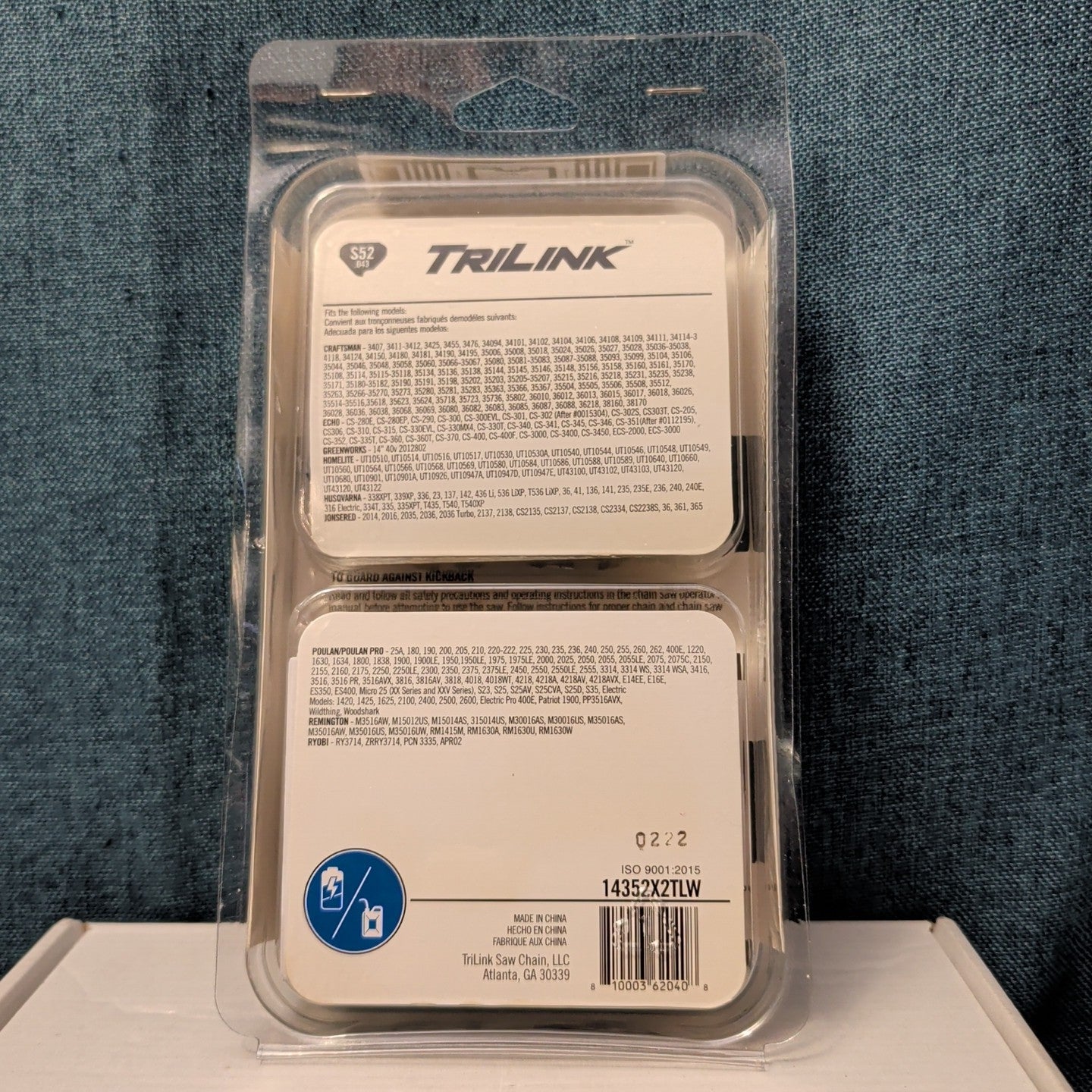 TriLink 14 Inch Chainsaw Chain 2 Pack S52 .043 52 Drive Links Husqvarna Poulan