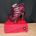 RedKiss Summerdance High Heels Size 9 Pink Black Caged Booties Stiletto Boxed