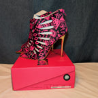 RedKiss Summerdance High Heels Size 9 Pink Black Caged Booties Stiletto Boxed