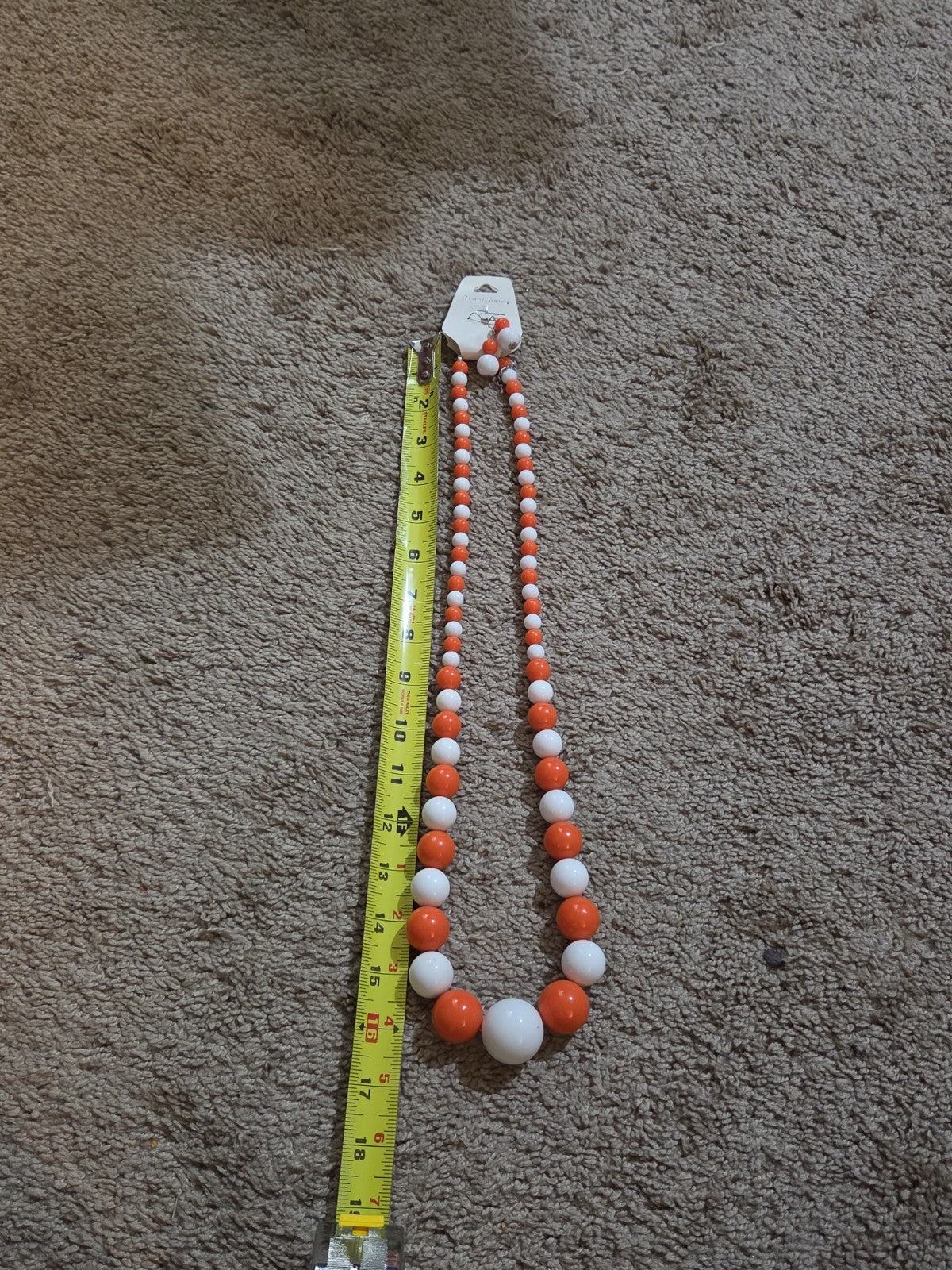Chunky Bubblegum Bead Necklace Earring Set Orange White Retro