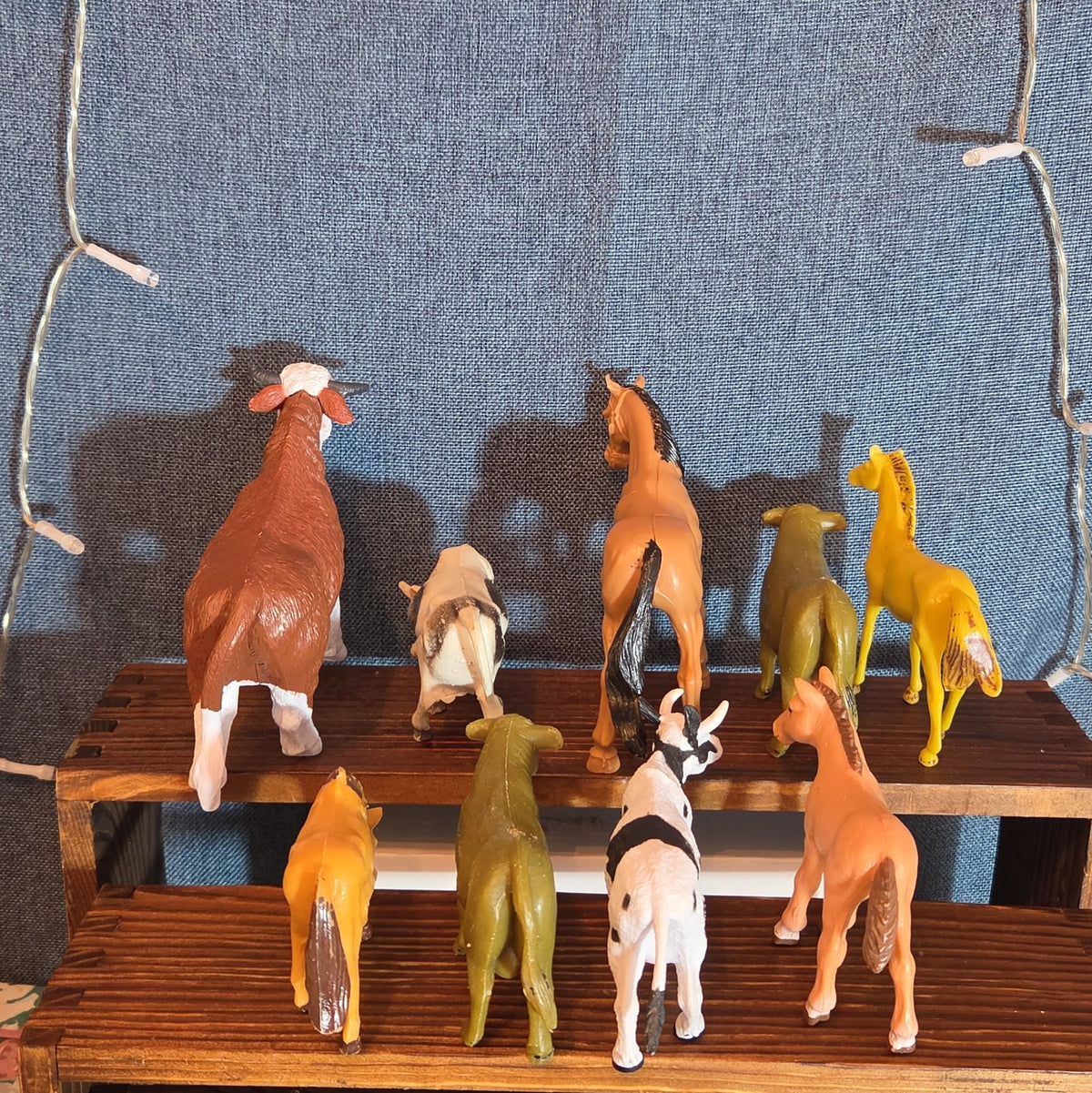 Farm Animals 9Pc Lot Plastic Horses Cows Vintage Style P
