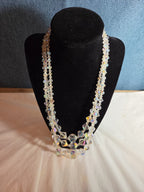 Triple Strand AB Crystal Iridescent Vintage Glam