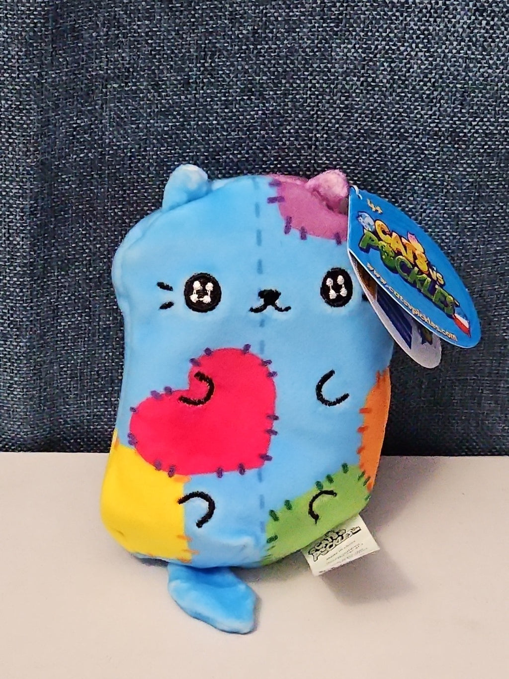 Cats vs Pickles Stitches #503 | Fuchsia Series Bean Plush | Blue Patchy Cat