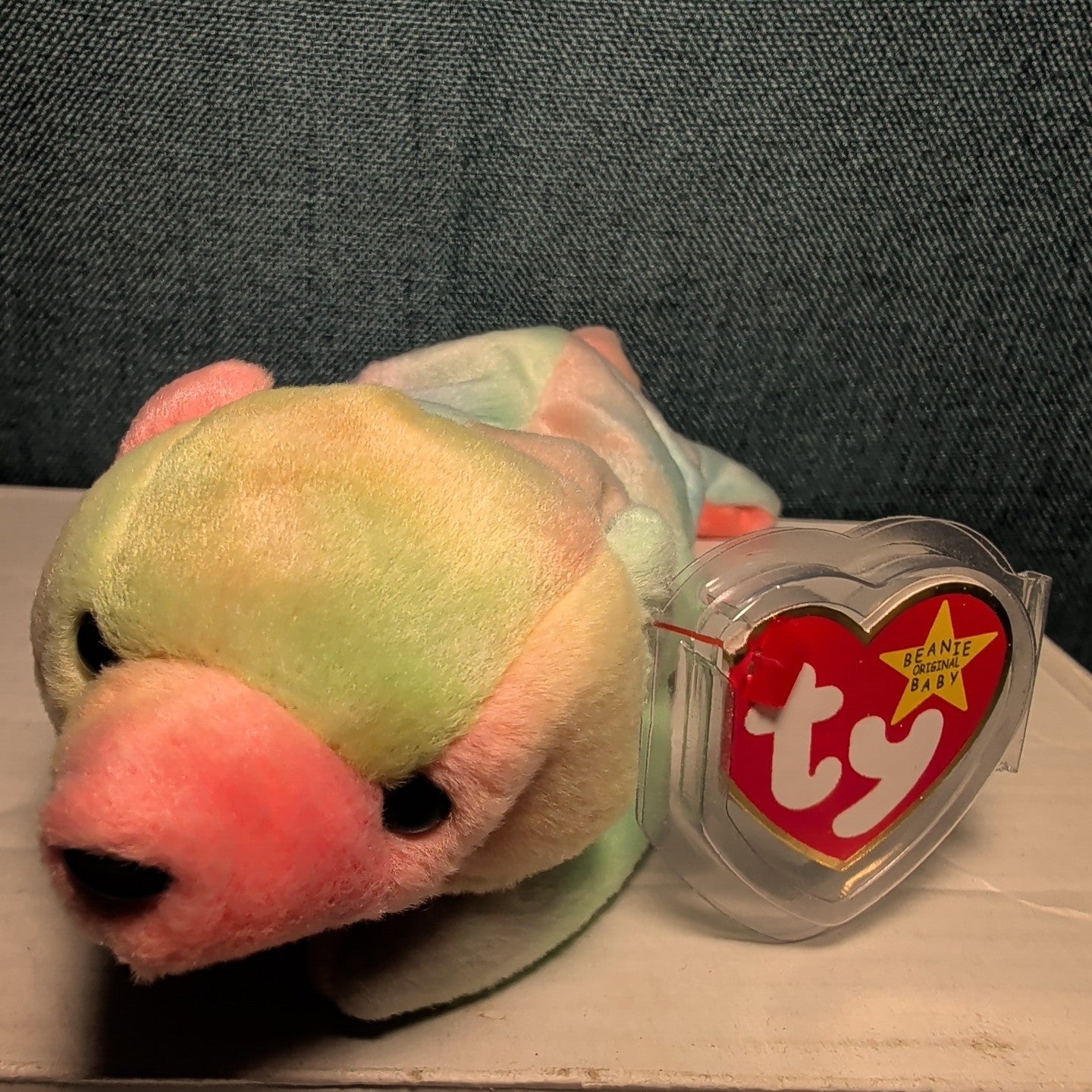Sammy TY Beanie Baby 1999 Retired Tie-Dyed Multicolor Bear w/ Protector
