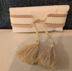Coresky J'Adore Embroidered Woven Tassel Bracelet Gold Boho NIB