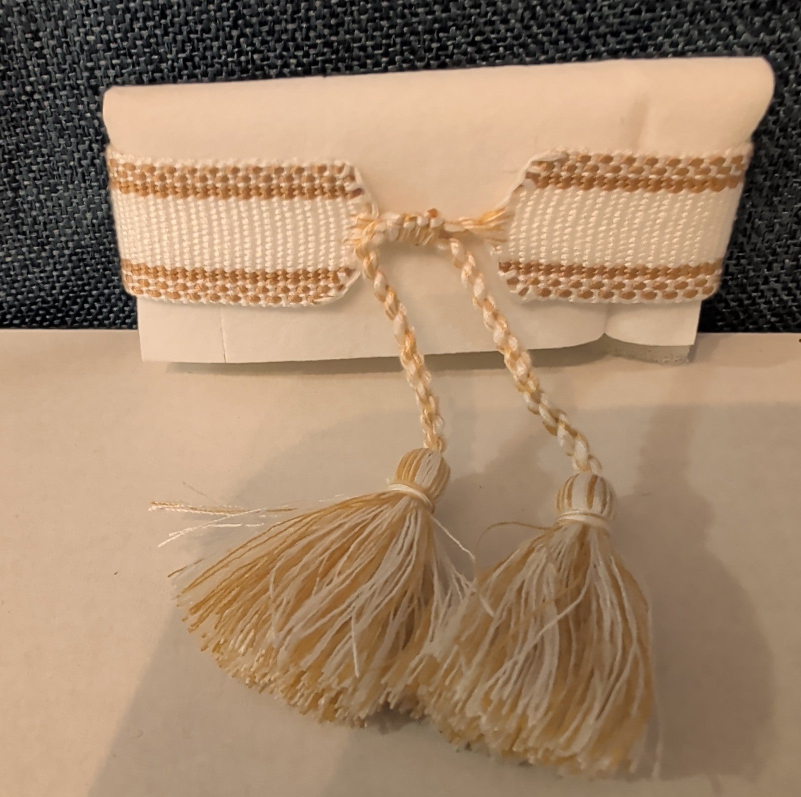 Coresky J'Adore Embroidered Woven Tassel Bracelet Gold Boho NIB