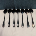 Set of 7 Black Stainless Steel Spoons 18/0 Modern Flatware Teaspoons Clean