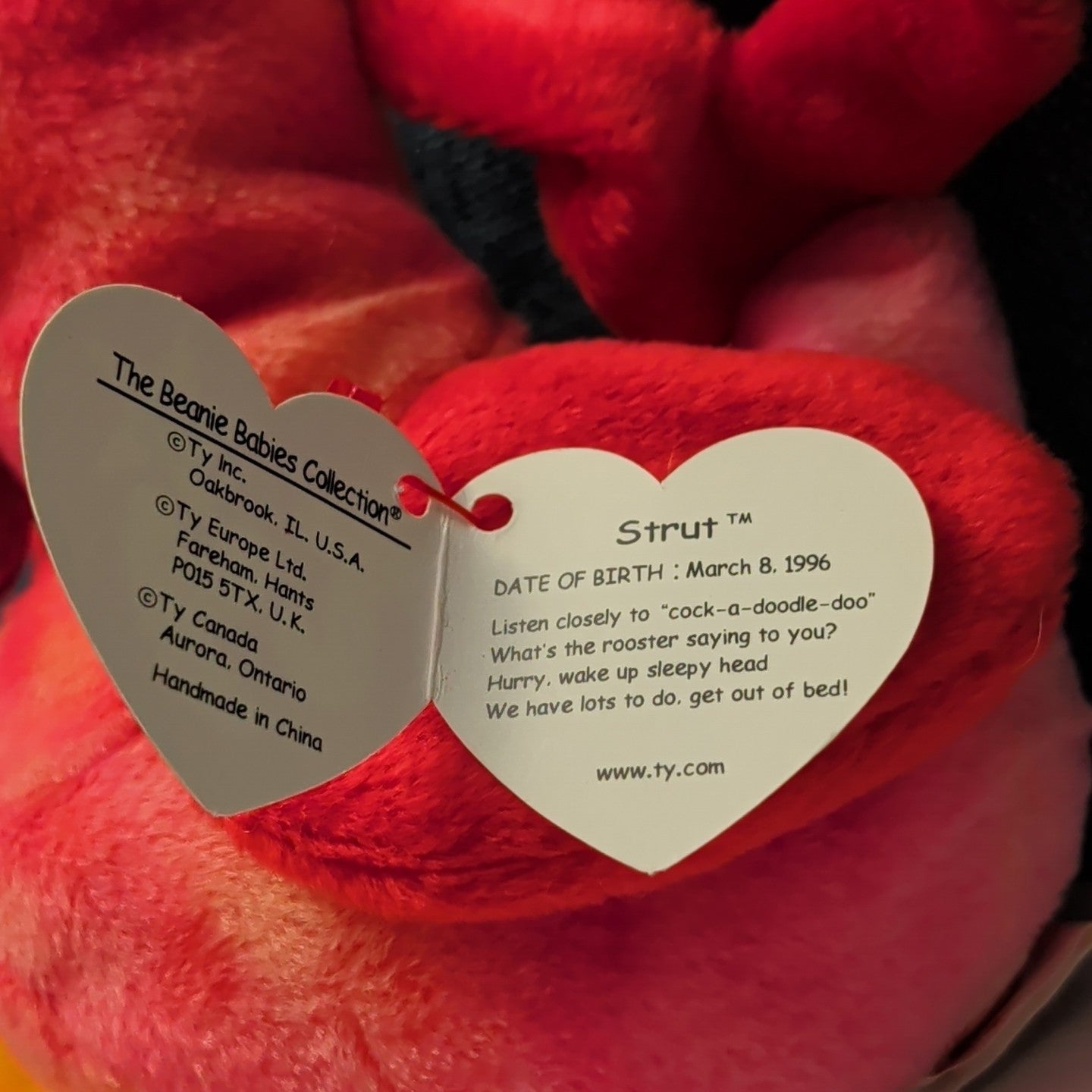 TY Beanie Baby STRUT the Rooster 1996 | MWMT Mint Tags | Fareham Hants Error