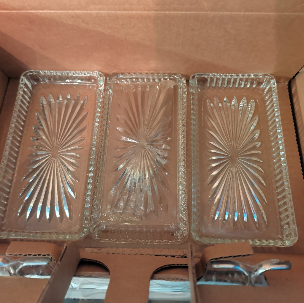 Leonard Silverplate 3 Tier Relish Tray Glass Insert Vintage New Open Box