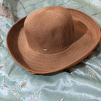 Scala Wide Brim Floppy Sun Hat Brown Acrylic Woven Packable Travel Retro