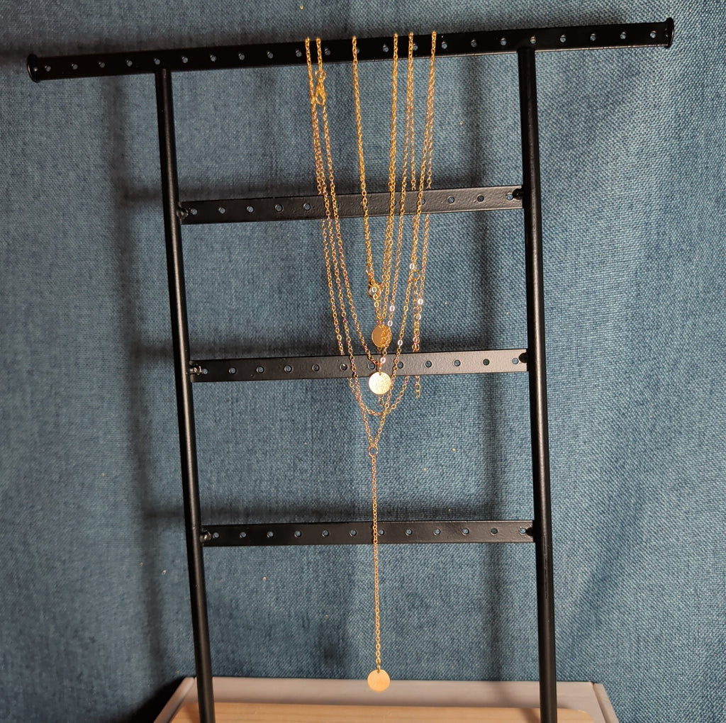 Layered Necklace Gold Tone Medallion Minimalist