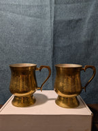 6 Vintage Etched Brass Mugs | Saudi Souvenir Goblets | Schree Amber  & Co.