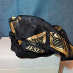 I Love Jesus Bible Black Satin Hair Bonnet Sleep Cap OS