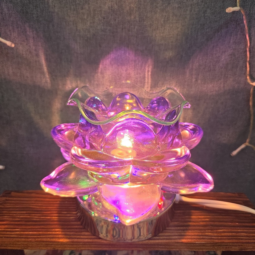 Flower Touch Lamp Glass Oil Warmer Multicolor