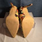 Liliana Fruit Print Pumps 8.5 Scalloped Stiletto Heels Watercolor Fruit Salad