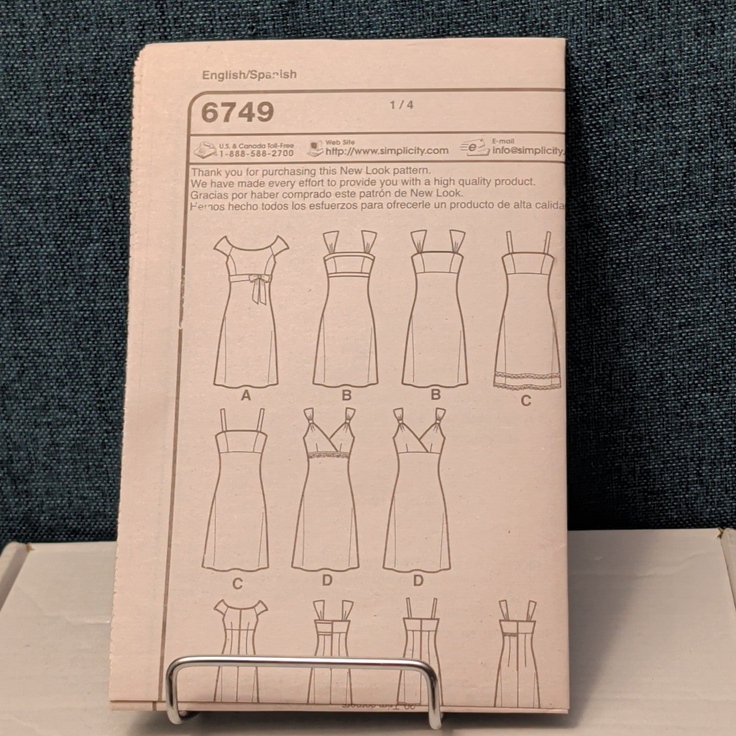 New Look 6749 Sewing Pattern Misses Dress Empire Waist Sizes 6-16 UNCUT Button