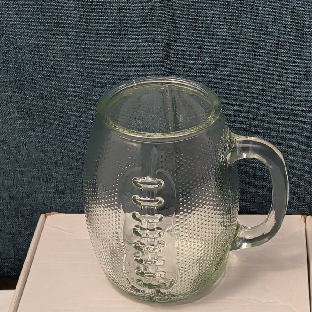 Home Essentials FOOTBALL Glass Mug XL 36 oz Textured Pigskin Beer Stein Gameday