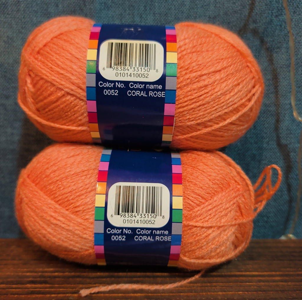Herrschners Afghan Yarn 2 Ply Coral Rose Acrylic 2 Skein