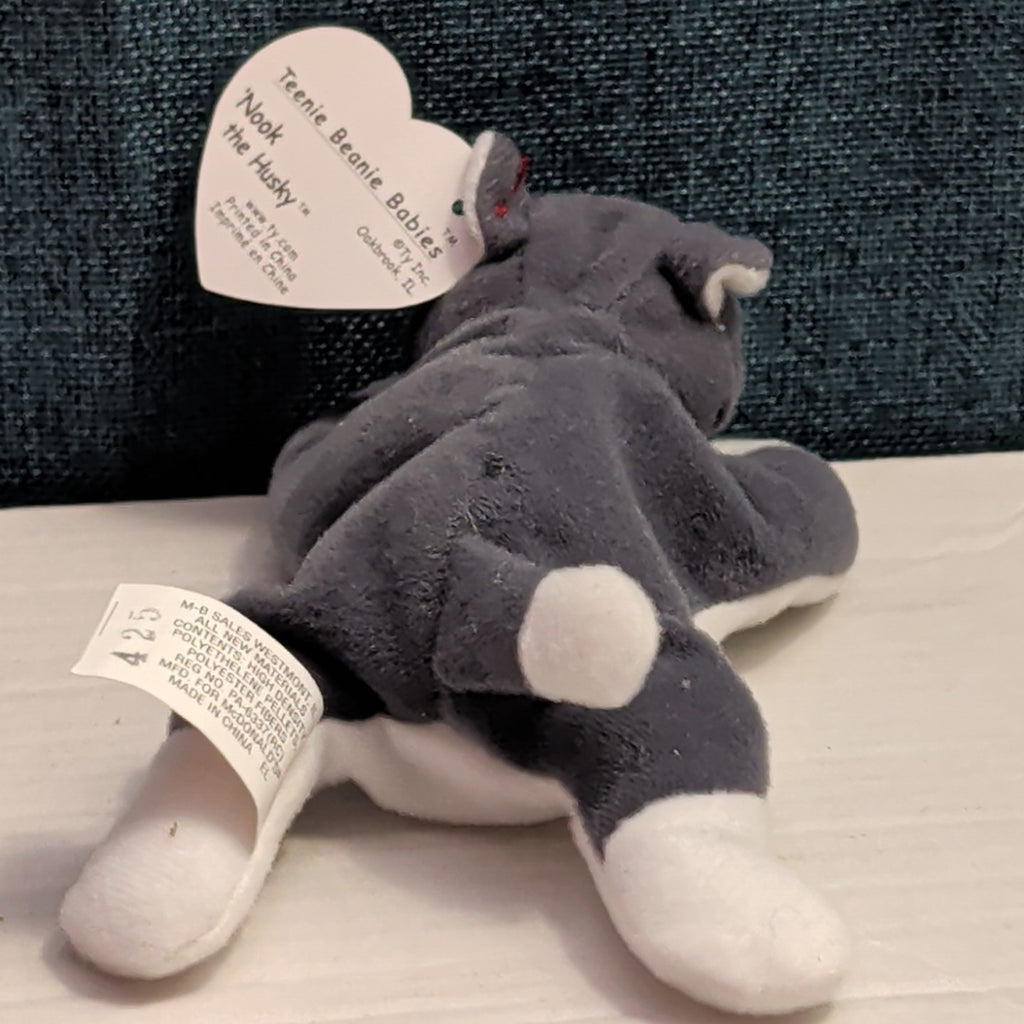Ty Teenie Beanie Baby Nook the Husky 1999 McDonald's Plush Dog Grey White Tag