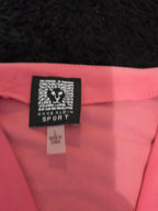 Anne Klein Sport Blouse Coral Lion Logo V-Neck Jersey Career Top Gently Used L