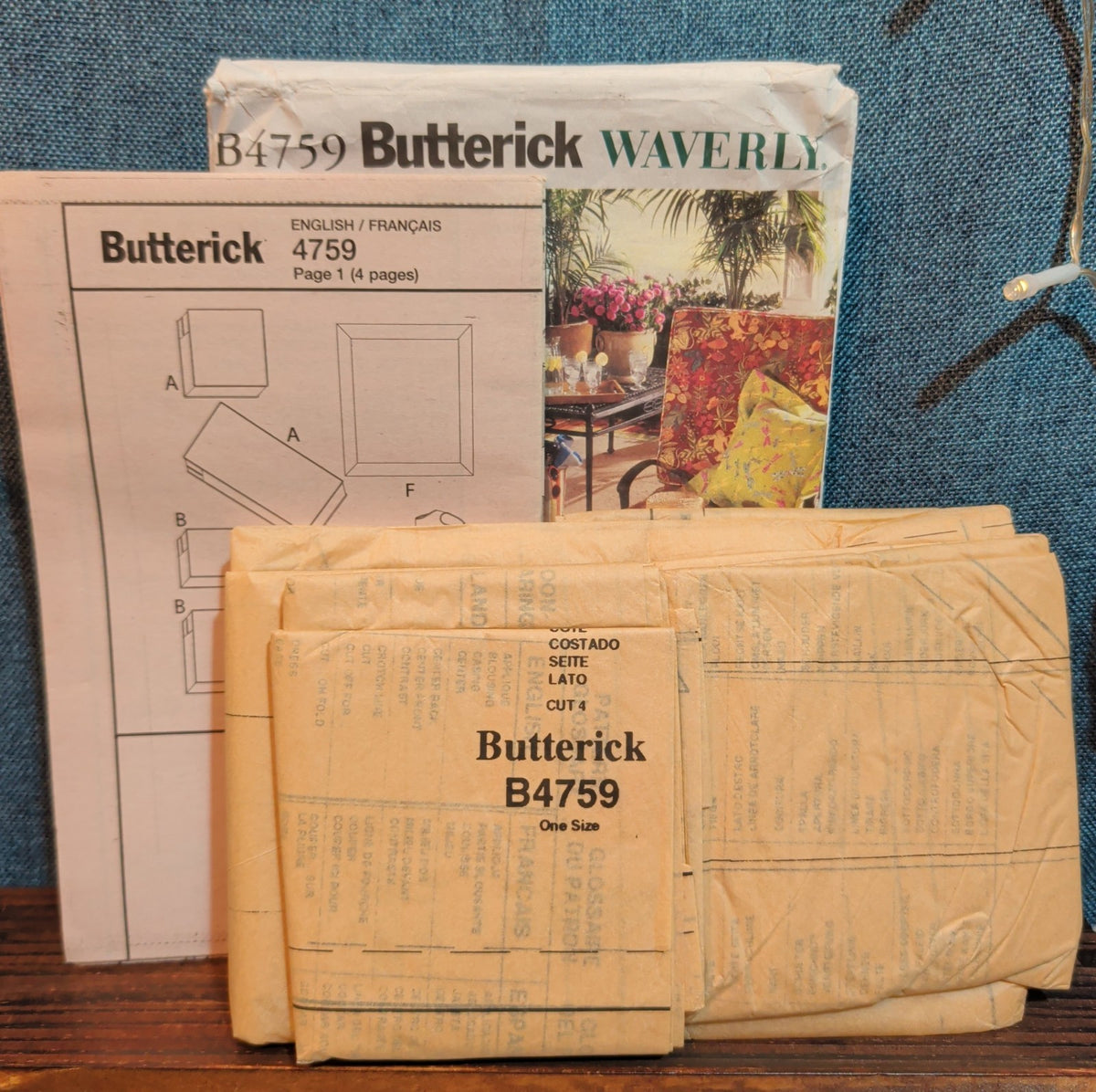 Butterick 4759 Waverly Patio Furniture Cushion Pattern DIY Home Uncut B4759