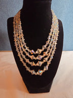 Deltah 4-Strand Aurora Borealis Crystal Necklace Vintage Glam