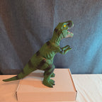 T-Rex Dinosaur Toy Soft Rubber Vinyl Tyrannosaurus Rex Green Black Stripe Figure