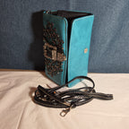 Turquoise Western Buckle Floral Trifold Crossbody Wallet NWT