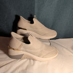 Skechers Mark Nason Slip Ins Wedge Crescent Taupe Knit Sneaker