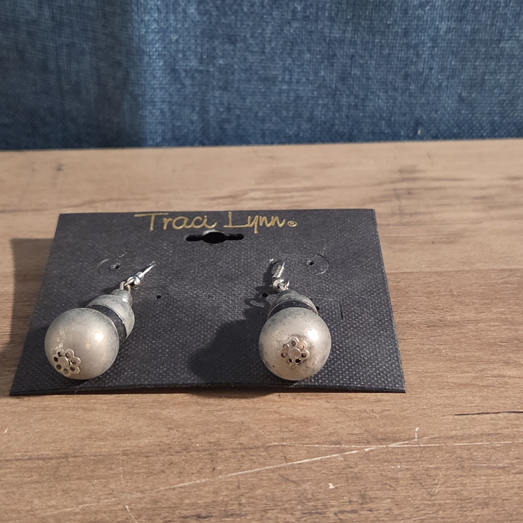 Traci Lynn Parachute Drop Earrings Silver Tone Brushed Dangle