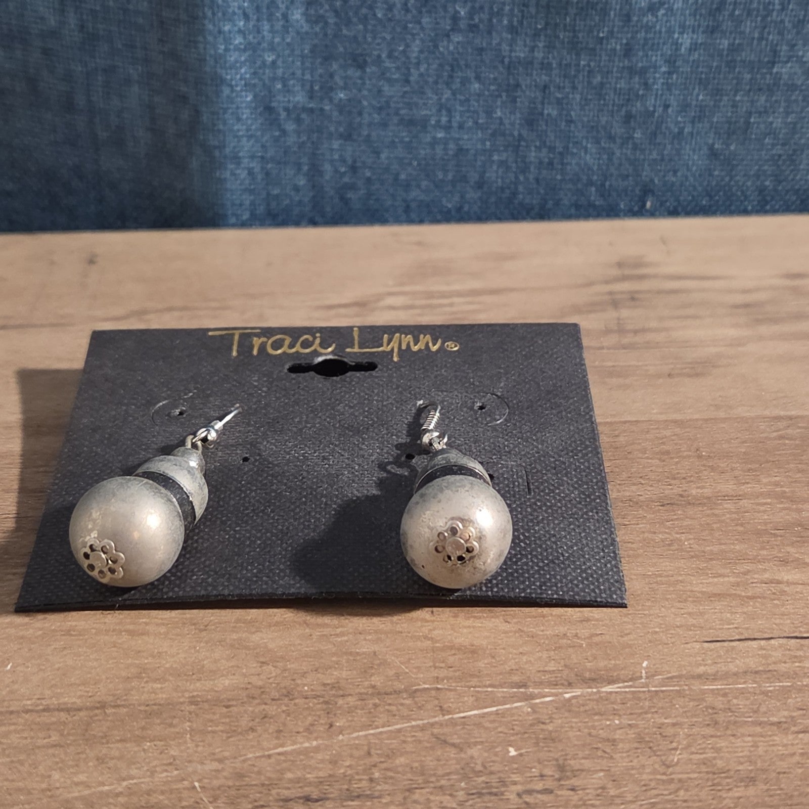 Traci Lynn Parachute Drop Earrings Silver Tone Brushed Dangle