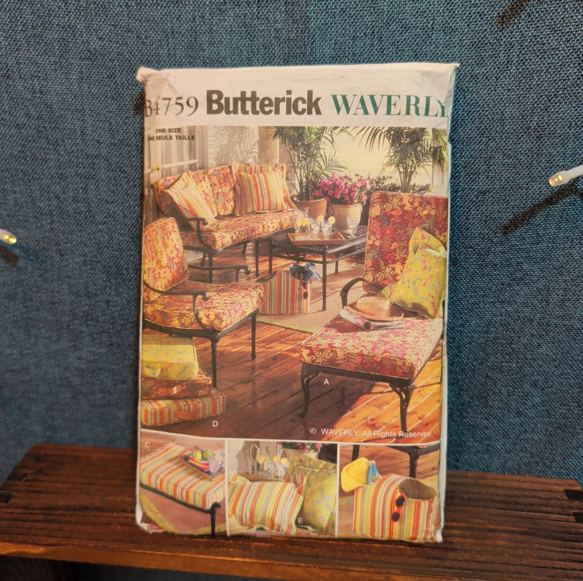 Butterick 4759 Waverly Patio Furniture Cushion Pattern DIY Home Uncut B4759