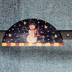 JB Snowman Half Moon Painted Metal Brooch 1996 Folk Art