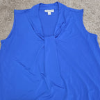 Dana Buchman Draped Neck Blue Sleeveless Top Blouse Gently Used Large