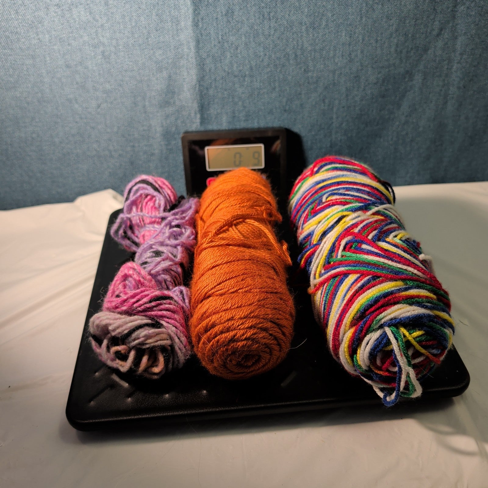 Assorted Yarn Set 9oz Mixed Rainbow Retro Stripe Orange Pink Purple 3 Skeins