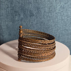 Brassy Color Dingle Hingled Bracelet Unmarked  14 Layers Dingle Together