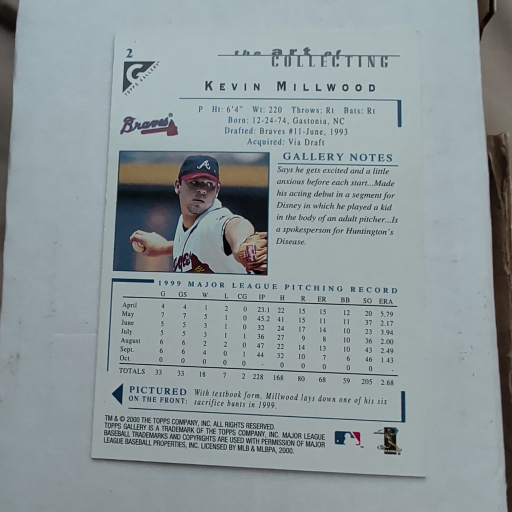 2000 Topps Gallery Kevin Millwood #2 Atlanta Braves Pitcher Canvas Art