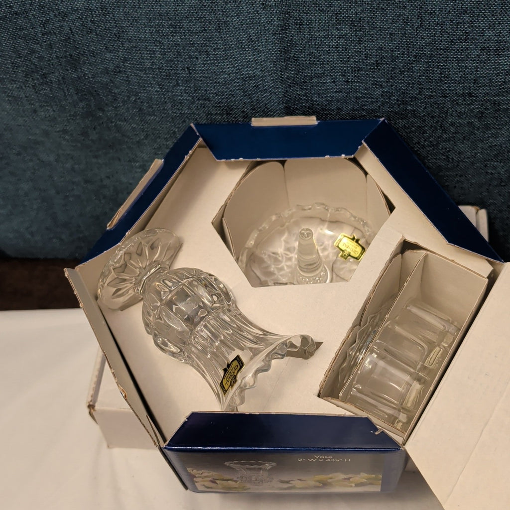 Forever Crystal 3pc Vanity Set | 24% Lead Crystal Zajecar Yugoslavia NEW IN BOX