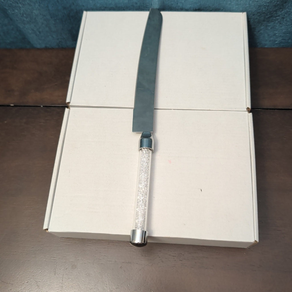 Mr & Mrs Wedding Cake Server Knife Set | Crystal Filled Bling Handle Stainless