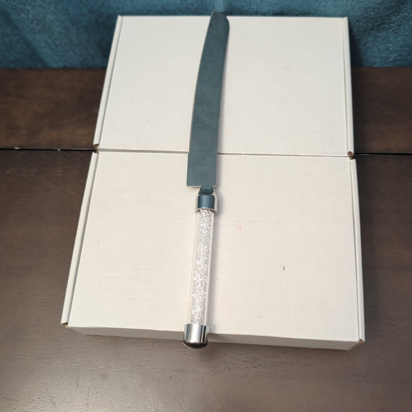Mr & Mrs Wedding Cake Server Knife Set | Crystal Filled Bling Handle Stainless