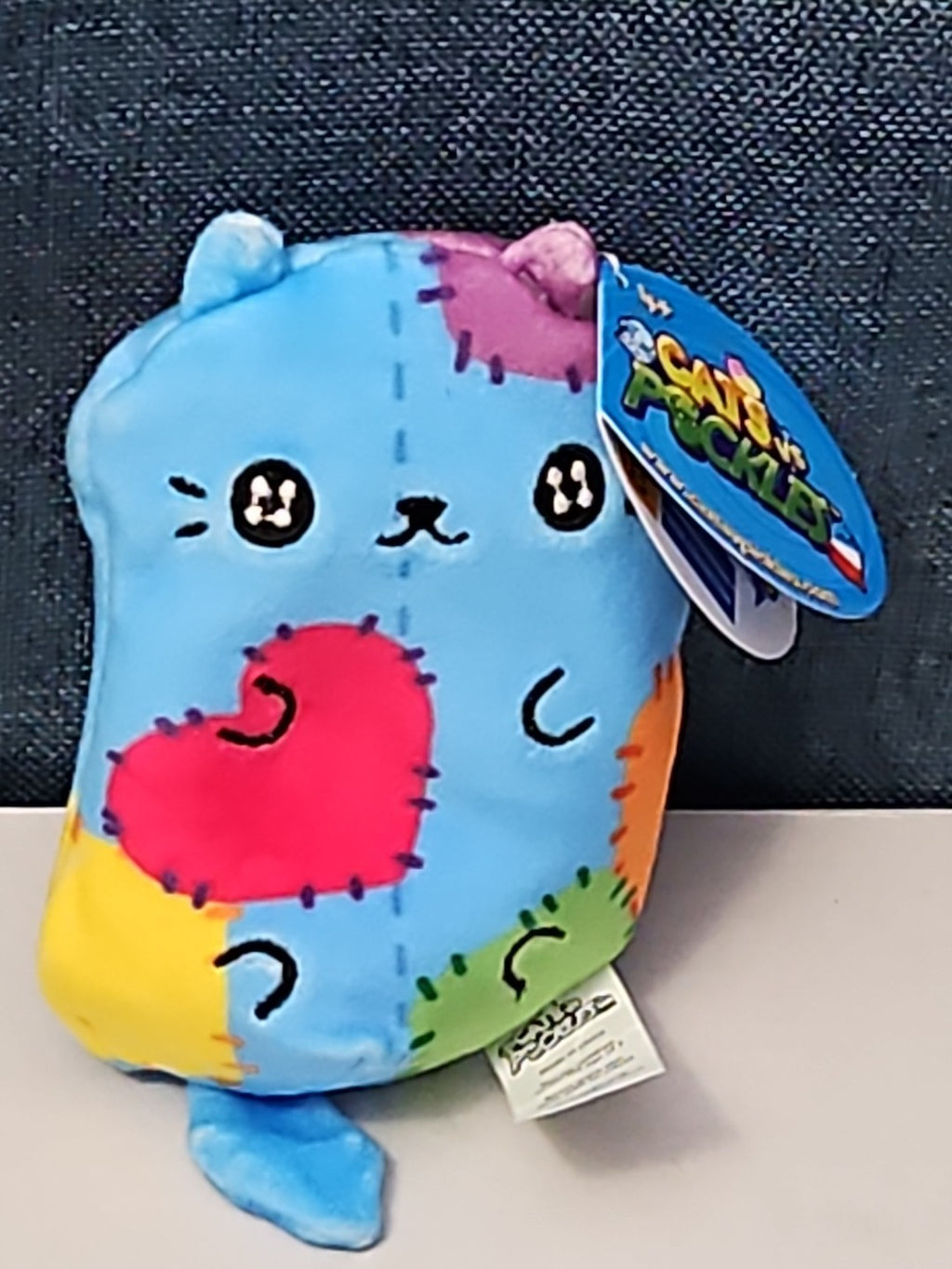 Cats vs Pickles Stitches #503 | Fuchsia Series Bean Plush | Blue Patchy Cat