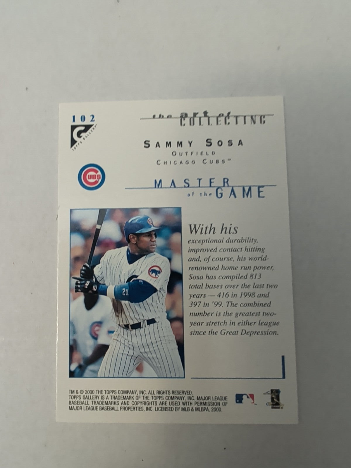 2000 Topps Gallery Sammy Sosa #102 Masters of the Game Chicago Cubs