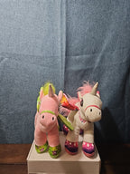 2 Star Eye Unicorn Plush Set | Pink & White Pegasus Stuffed Animals | Shimmer