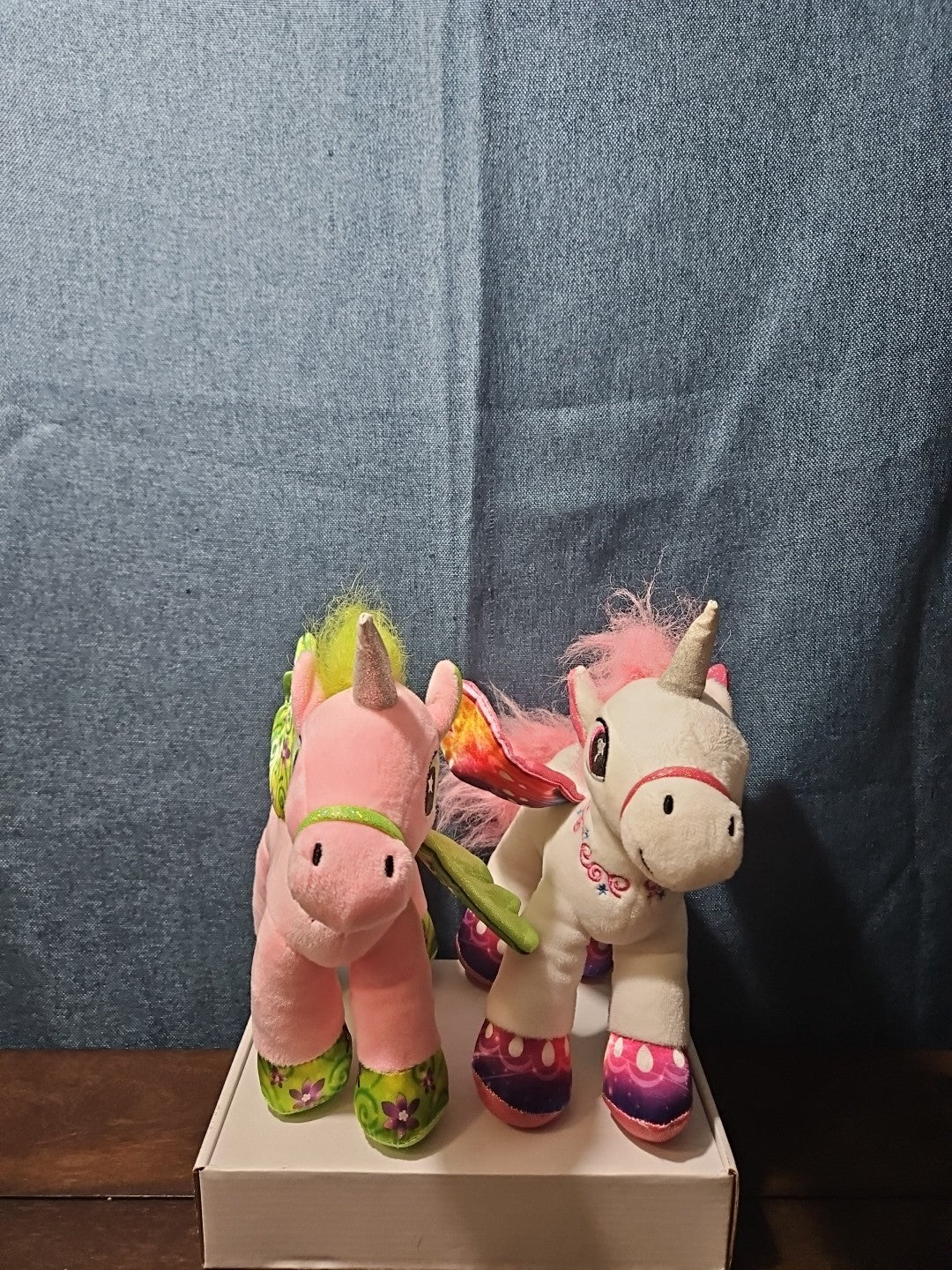 2 Star Eye Unicorn Plush Set | Pink & White Pegasus Stuffed Animals | Shimmer