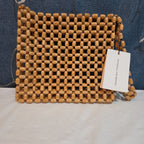 Faithfull The Brand Beaded Clutch Wood Boho Summer Bag NWT FFA056