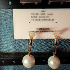 HS DP Fashion Pearl Drop Hoop Earrings 14K Gold Plated S925 Post Classic