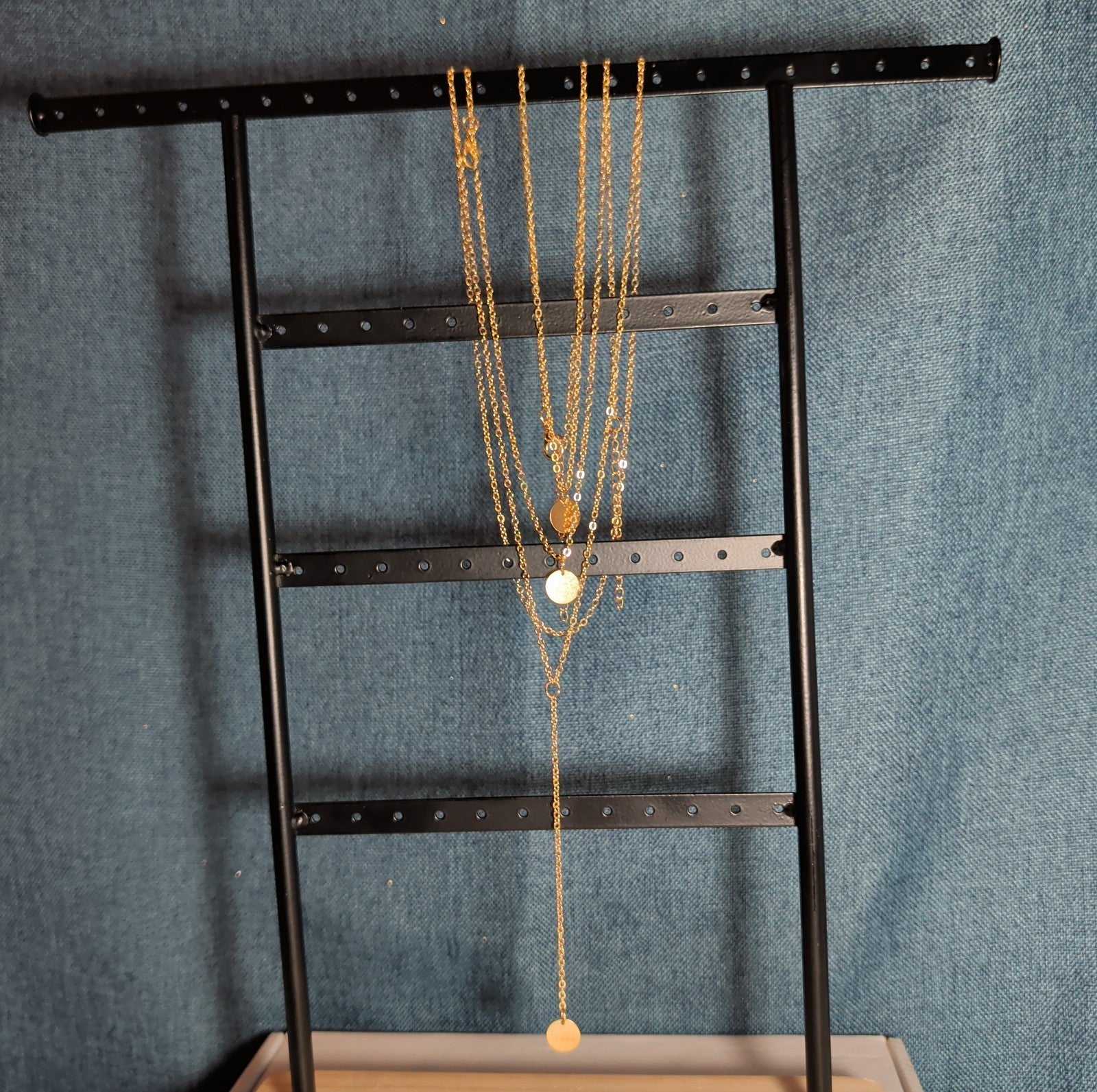 Layered Necklace Gold Tone Medallion Minimalist