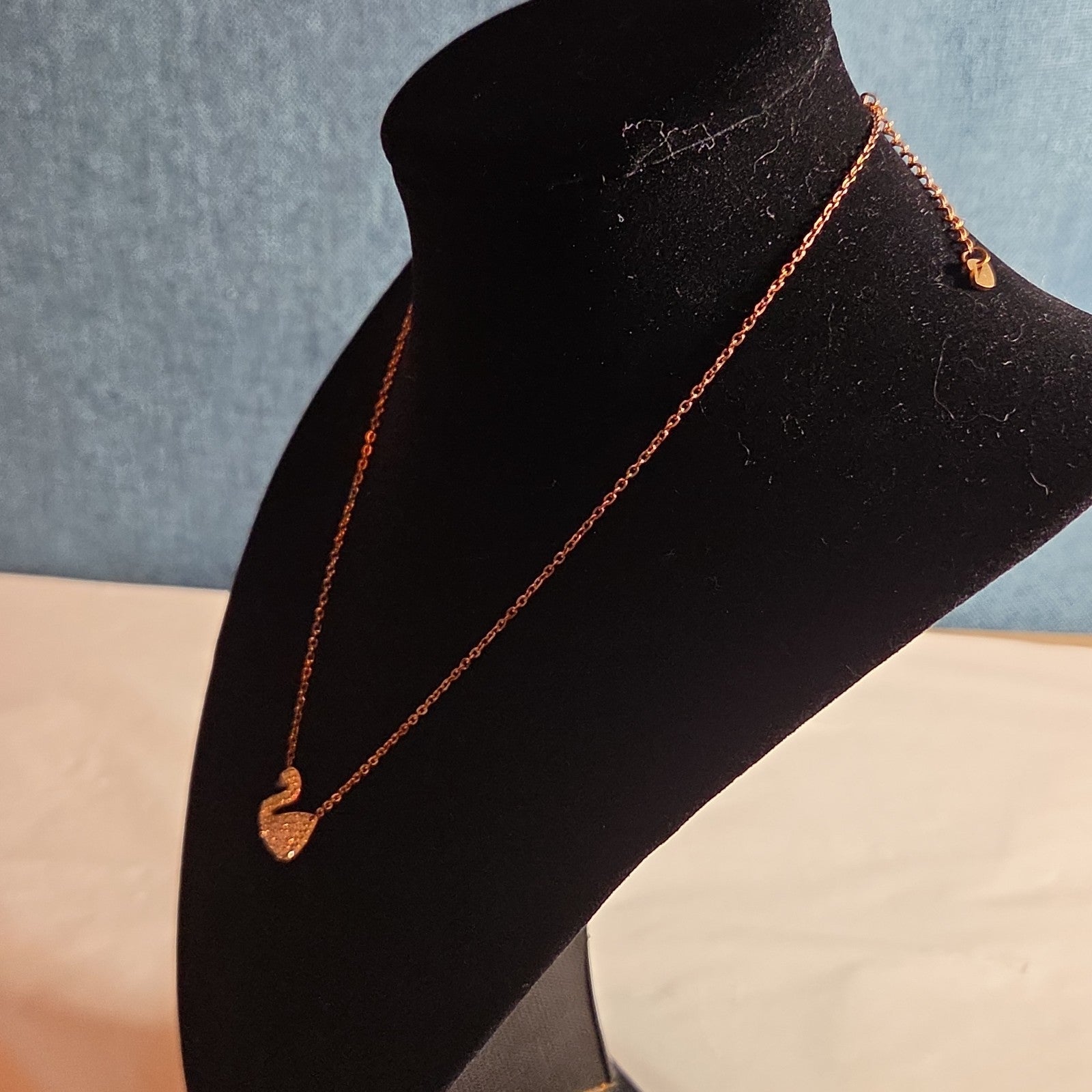 Rose Gold Tone Swan Pendant Stainless Steel Coquette NWT